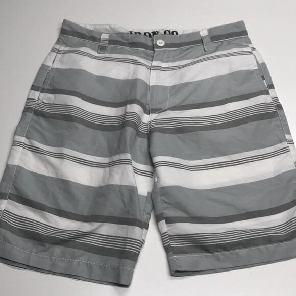 IRON COMPANY Mens 32 Gray Striped Shorts - Picture 1 of 4